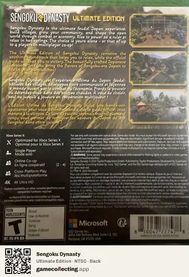 Sengoku Dynasty Xbox Series X, NTSC box back