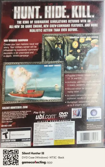 Silent Hunter III Computer, NTSC box back