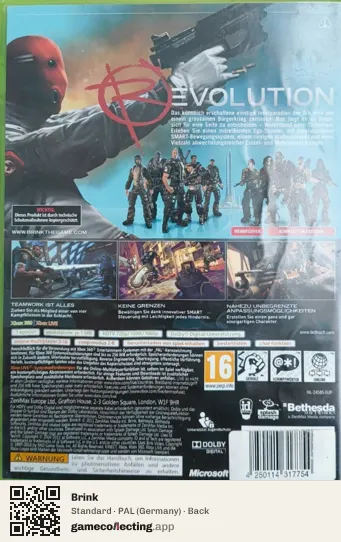 Brink Xbox 360, Germany box back