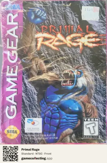 Primal Rage Sega Game Gear, NTSC box front