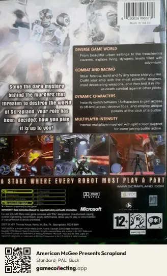 American McGee Presents Scrapland Xbox, PAL box back