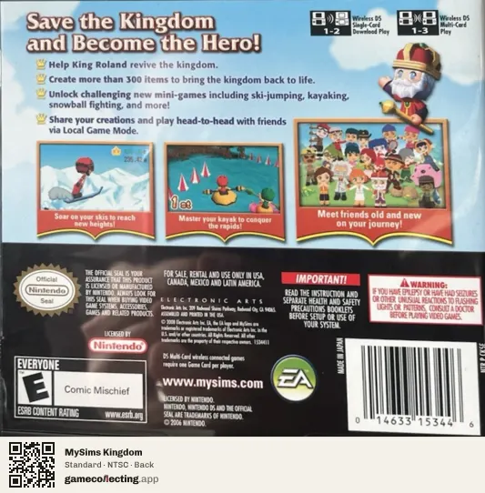 MySims Kingdom Nintendo DS, NTSC box back