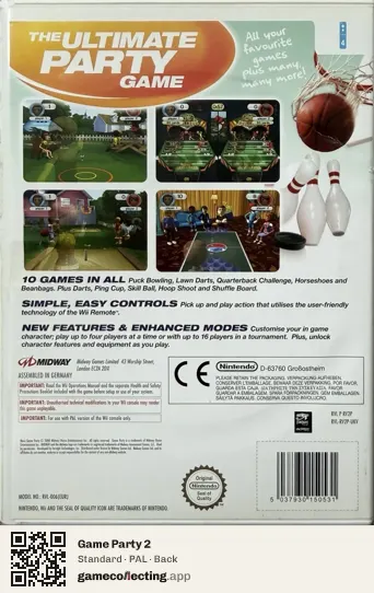 Game Party 2 Nintendo Wii, PAL box back