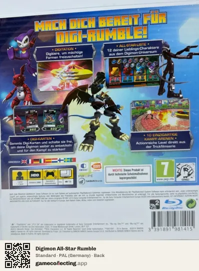 Digimon All-Star Rumble PlayStation 3, Germany box back
