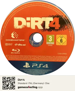 Dirt 4 PlayStation 4, PAL disc