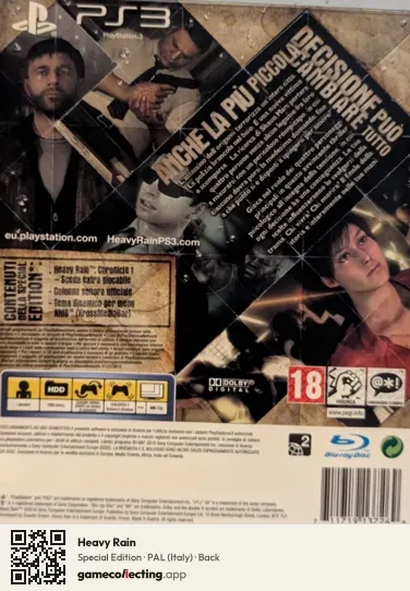 Heavy Rain PlayStation 3, Italy box back