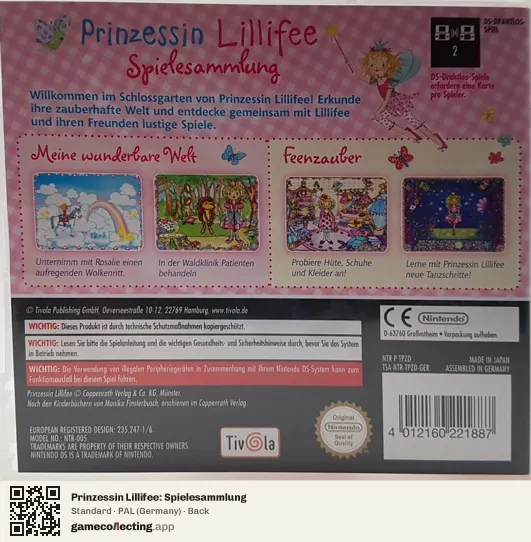 Prinzessin Lillifee: Spielesammlung Nintendo DS, Germany box back