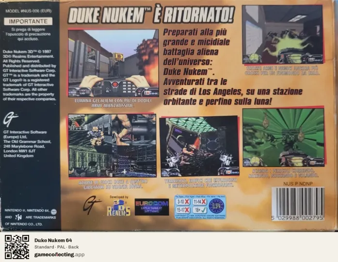 Duke Nukem 64 Nintendo 64, PAL box back