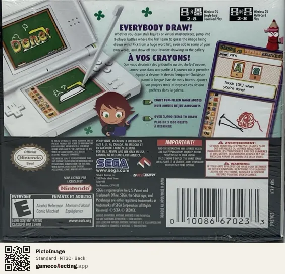 PictoImage Nintendo DS, NTSC box back