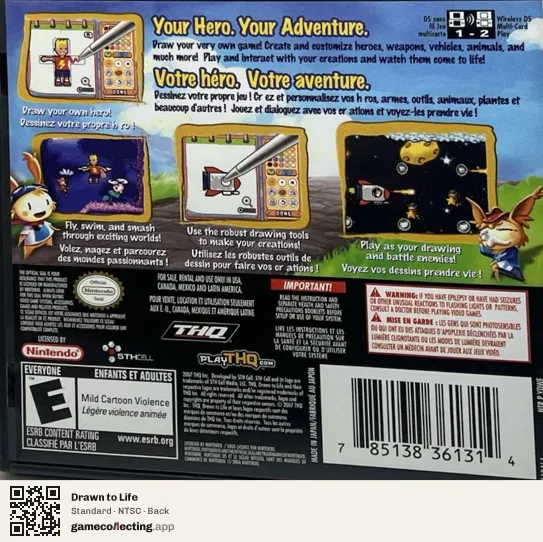 Drawn to Life Nintendo DS, NTSC box back