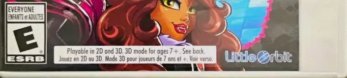 Monster High: New Ghoul in School, the ESRB box on its front