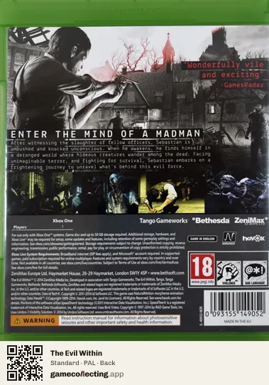 The Evil Within Xbox One, PAL box back