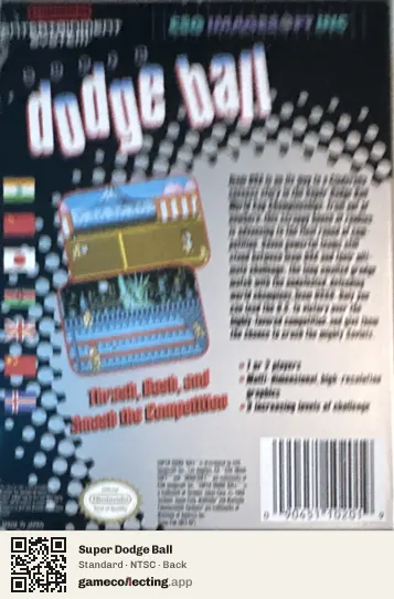Super Dodge Ball Nintendo Entertainment System, NTSC box back
