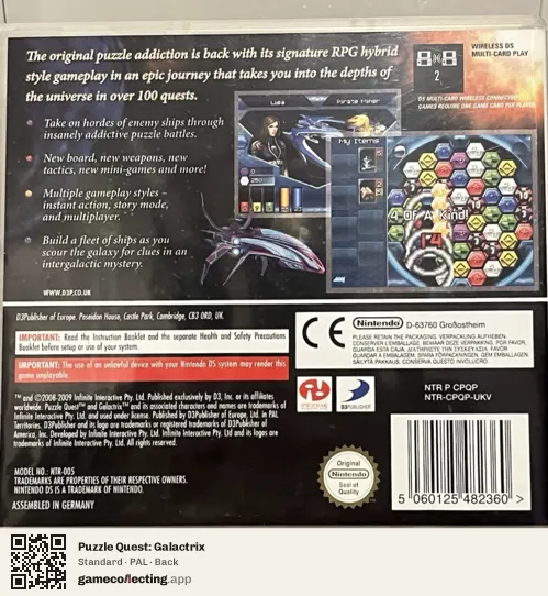 Puzzle Quest: Galactrix Nintendo DS, PAL box back