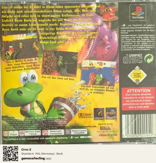 Croc 2 PlayStation, Germany box back