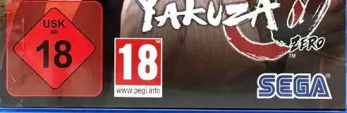 Yakuza 0, the USK square on its front