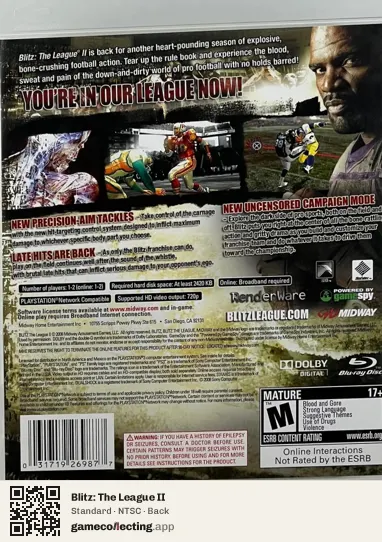 Blitz: The League II PlayStation 3, NTSC box back