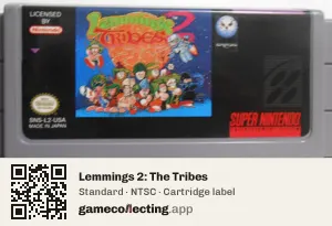 Lemmings 2: The Tribes Super Nintendo Entertainment System, NTSC cartridge label