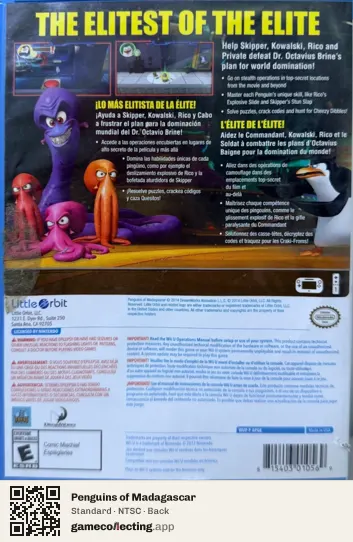 Penguins of Madagascar Nintendo Wii U, NTSC box back