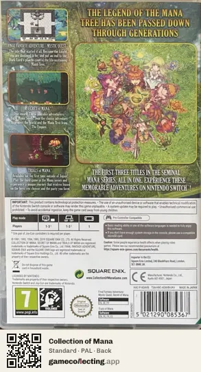 Collection of Mana Nintendo Switch, PAL box back