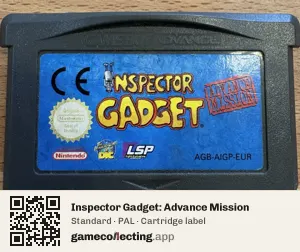 Inspector Gadget: Advance Mission Game Boy Advance, PAL cartridge label