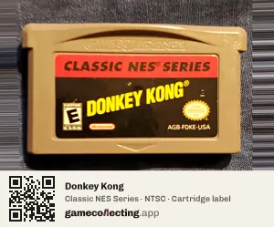 Donkey Kong Game Boy Advance, NTSC cartridge label