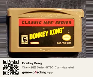 Donkey Kong Game Boy Advance, NTSC cartridge label