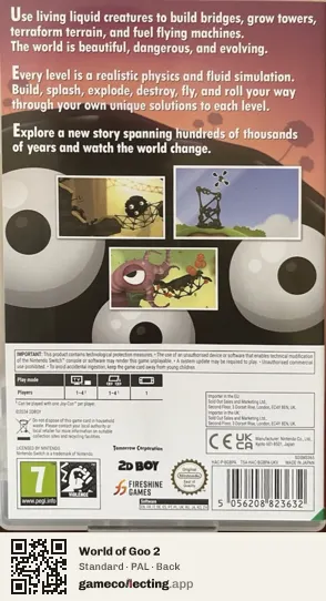 World of Goo 2 Nintendo Switch, PAL box back