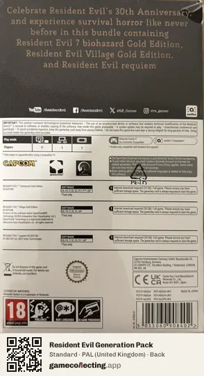 Resident Evil Generation Pack Nintendo Switch 2, United Kingdom box back