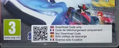 Team Sonic Racing, the PEGI square on its front