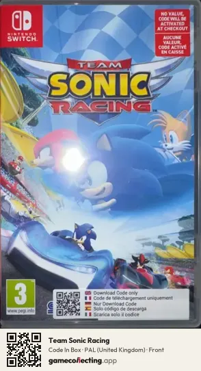 Team Sonic Racing Nintendo Switch, United Kingdom box front