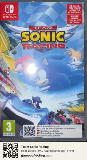 Team Sonic Racing Nintendo Switch, United Kingdom box front