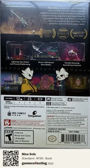 Nine Sols Nintendo Switch, NTSC box back