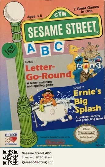 Sesame Street ABC Nintendo Entertainment System, NTSC box front