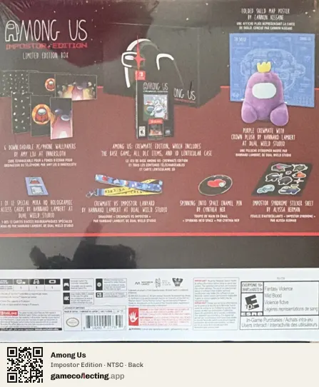 Among Us Nintendo Switch, NTSC box back