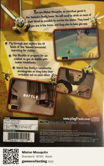 Mister Mosquito PlayStation 2, NTSC box back