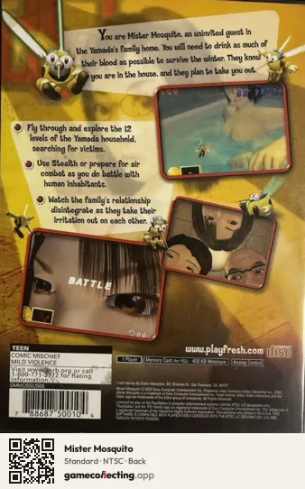 Mister Mosquito PlayStation 2, NTSC box back