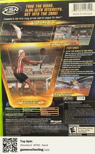 Top Spin Xbox, NTSC box back