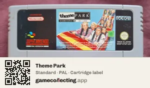 Theme Park Super Nintendo Entertainment System, PAL cartridge label