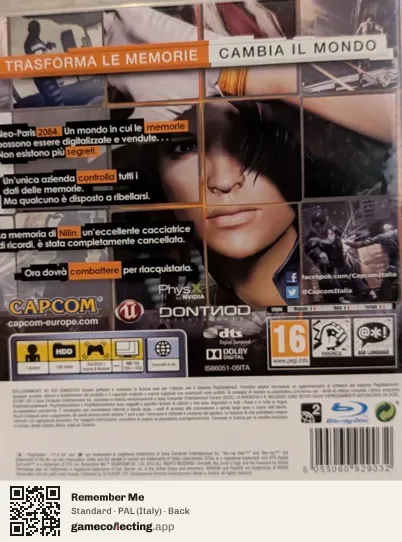 Remember Me PlayStation 3, Italy box back