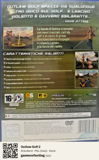 Outlaw Golf 2 PlayStation 2, Italy box back