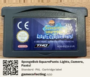 SpongeBob SquarePants: Lights, Camera, Pants! Game Boy Advance, PAL cartridge label