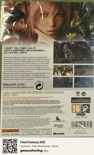 Final Fantasy XIII Xbox 360, Germany box back