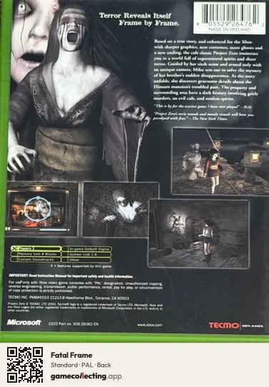 Fatal Frame Xbox, PAL box back
