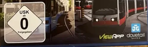 TramSim: Console Edition, the USK square on its front