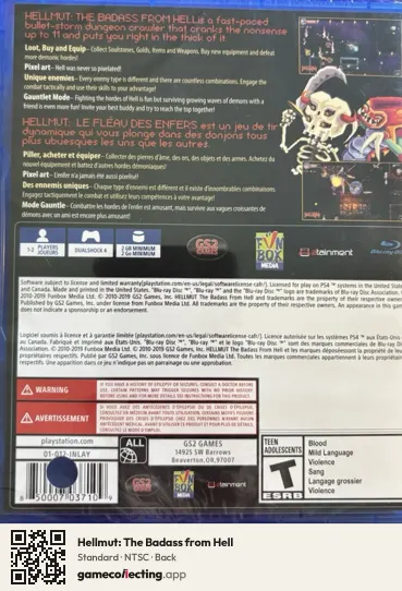 Hellmut: The Badass from Hell PlayStation 4, NTSC box back