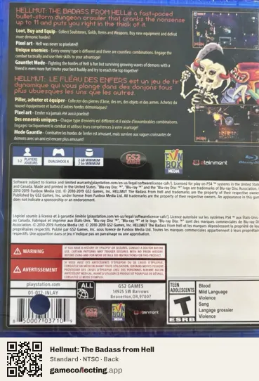 Hellmut: The Badass from Hell PlayStation 4, NTSC box back