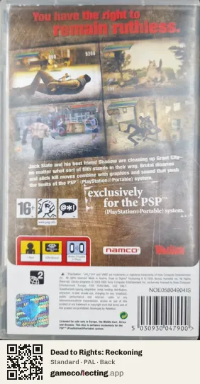 Dead to Rights: Reckoning PlayStation Portable, PAL box back