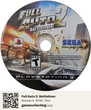 Full Auto 2: Battlelines PlayStation 3, NTSC disc