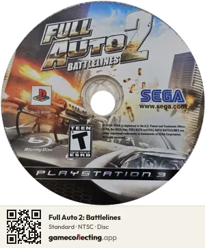 Full Auto 2: Battlelines PlayStation 3, NTSC disc